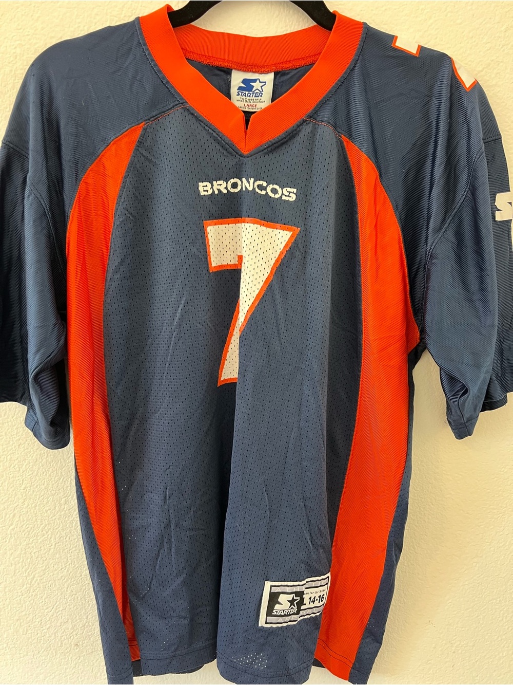 Vintage 1998 Starter Denver Broncos John Elway #7 NFL Jersey Youth L 14-16